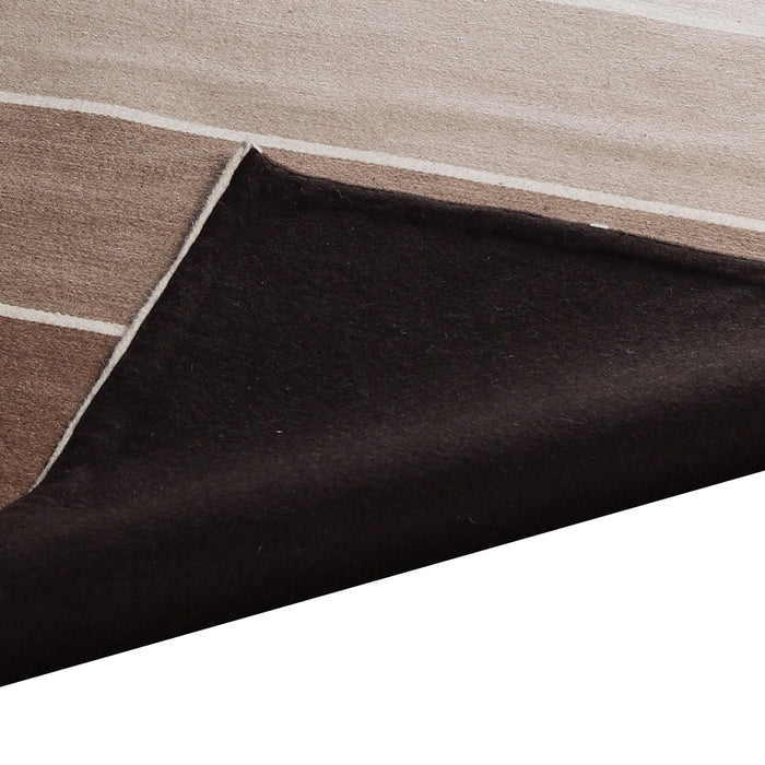 Brown Gridded Stripes Wool PEQURA Rug