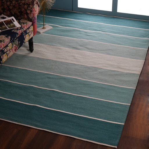 Green Gridded Stripes Wool PEQURA Rug