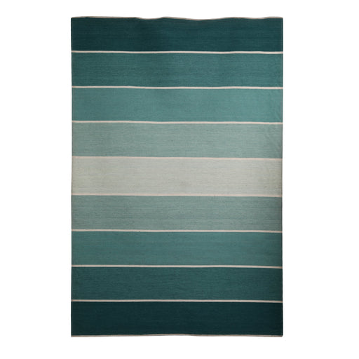 Green Gridded Stripes Wool PEQURA Rug
