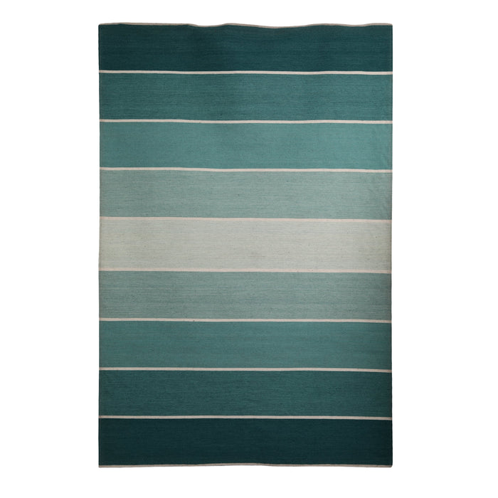 Green Gridded Stripes Wool PEQURA Rug