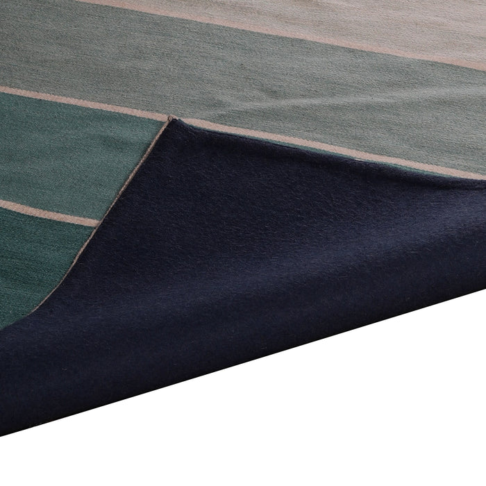 Green Gridded Stripes Wool PEQURA Rug