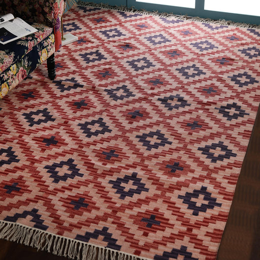 Kilim, Tri-color, Hand-woven PEQURA Carpet