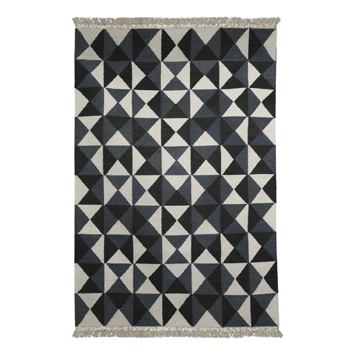 Grey and Dark Grey Contrast, Geometric Pattern PEQURA Rug