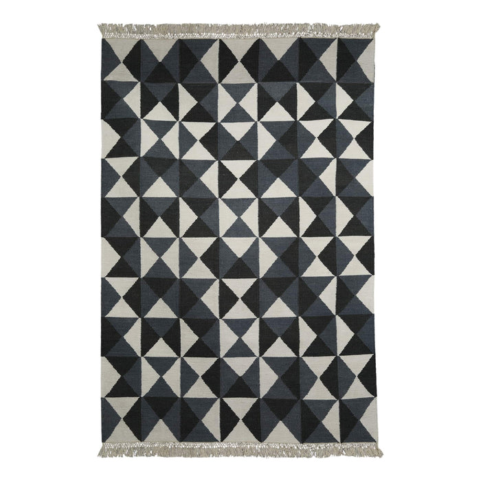 Grey and Dark Grey Contrast, Geometric Pattern PEQURA Rug