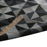 Beige, Grey and Dark Grey Geometric pattern, Hand-woven PEQURA Rug