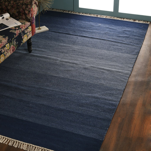 Blue, Rectangle, Stripe Pattern PEQURA Rug