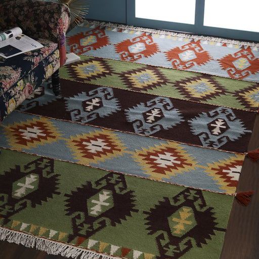 Multi Color, Transitional Geometric Pattern, Wool PEQURA Rug