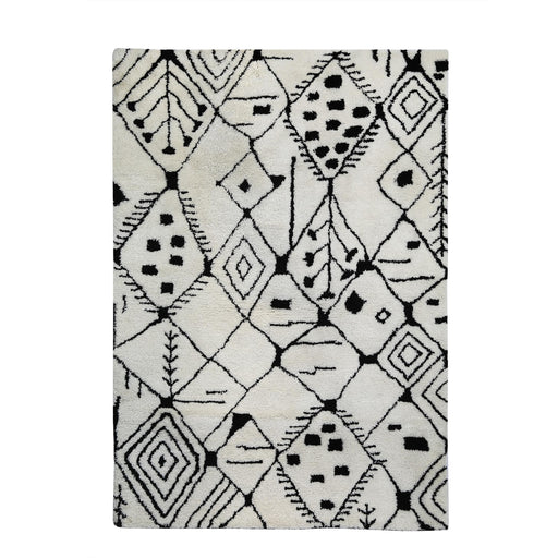 Black and white, Tufted Shaggy PEQURA Rug