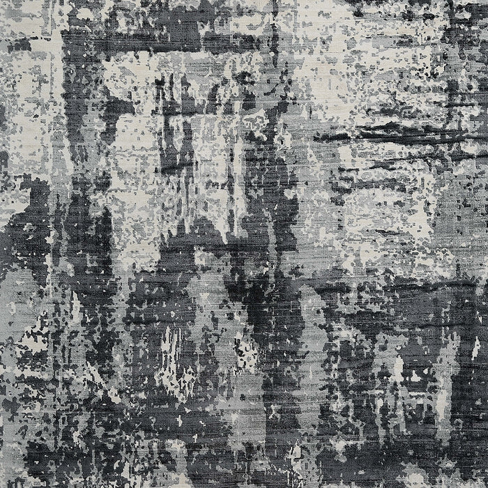 Grey, Abstract Printed, Viscose PEQURA Rug