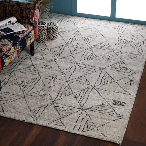 Beige and Black, Texture, Tufted, Texture Wool PEQURA Rug