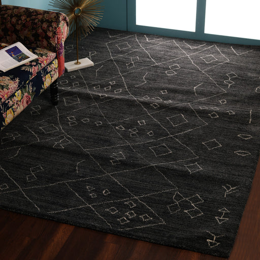 Dark Grey and Grey, Natural Texture Wool PEQURA Rug