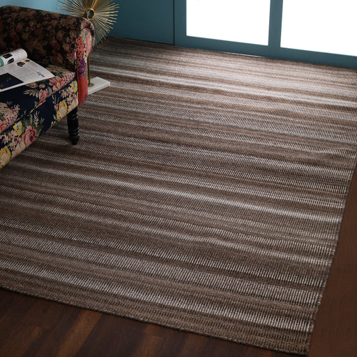 Brown, Stripe Pattern, Hand-woven PEQURA Rug