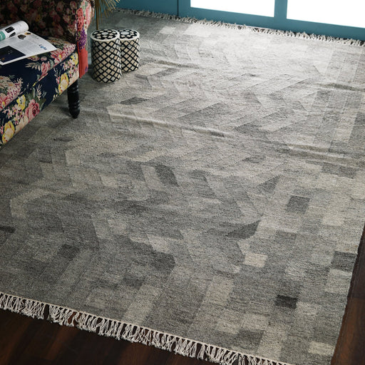 Grey, Hand-woven, Flat Weave PEQURA Rug