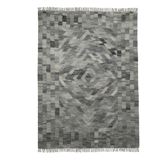 Grey, Hand-woven, Rectangle, Flat Weave PEQURA Rug