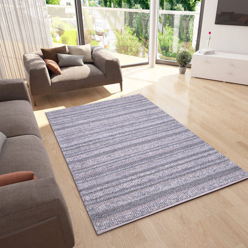 White and Grey, Stripe Pattern, PEQURA Rug