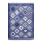 Beige, blue, and brown, Kilim Pattern, PEQURA Rug