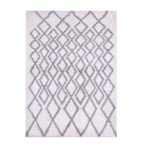 Grey and Ivory, Shags style, Geometric pattern, PEQURA Rug