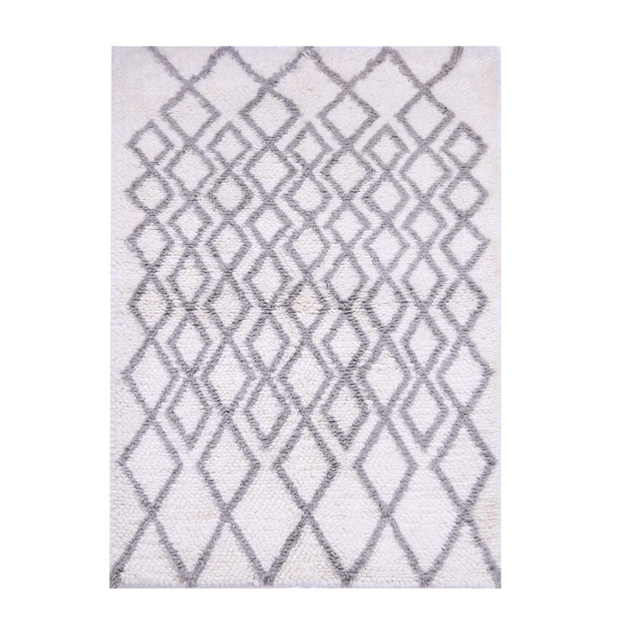 Grey and Ivory, Shags style, Geometric pattern, PEQURA Rug