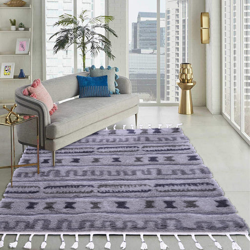 Beige and Dark Grey, Shaggy PEQURA Rug