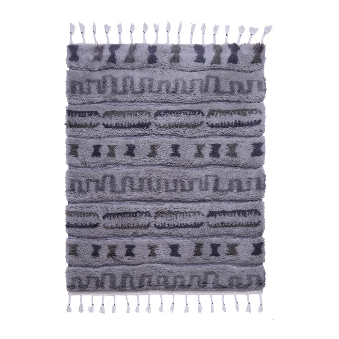 Beige and Dark Grey, Shaggy PEQURA Rug