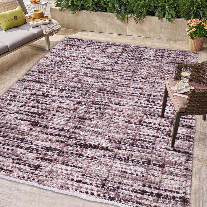 Maroon and Beige, Abstract Pattern PEQURA Rug