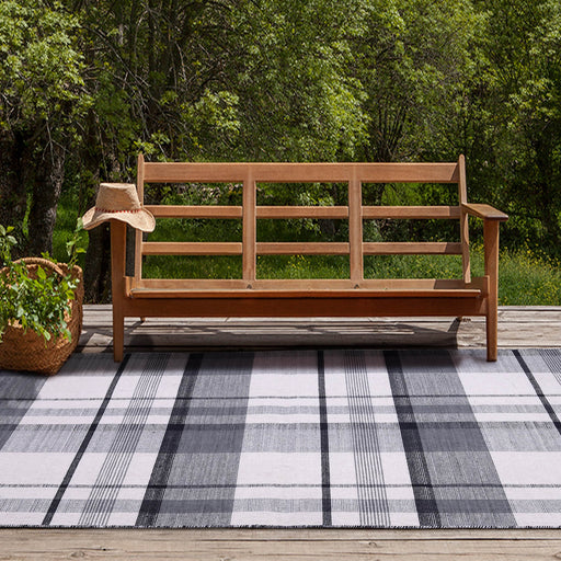 Black and Off-White, Check Pattern PEQURA Rug
