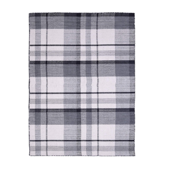 Black and Off-White, Check Pattern PEQURA Rug
