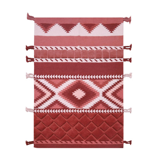 Red, white, and Peach, Hand-Tufted PEQURA Rug