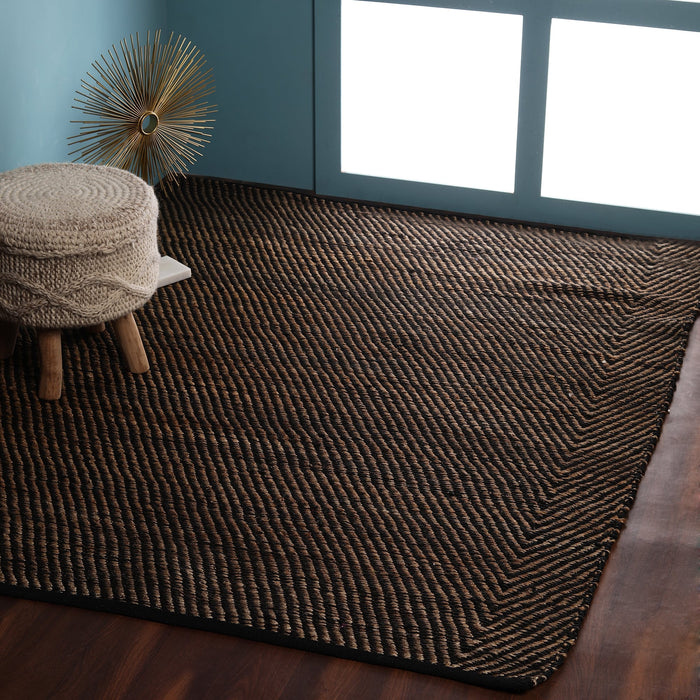 Black, Striped, Jute, Hand-woven PEQURA Rugs