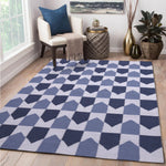 Dark Blue and Grey, Wool PEQURA Rug