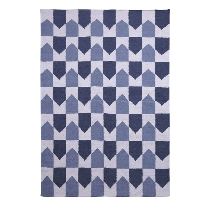 Dark Blue and Grey, Wool PEQURA Rug