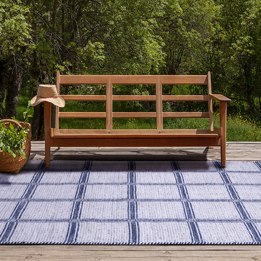 Blue and White, Check Pattern, Wool PEQURA Rug