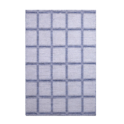 Blue and White, Check Pattern, Wool PEQURA Rug