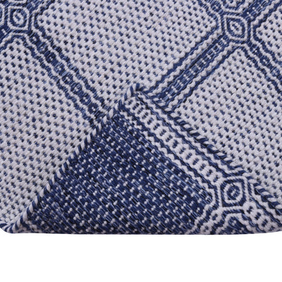 Blue and White, Check Pattern, Wool PEQURA Rug