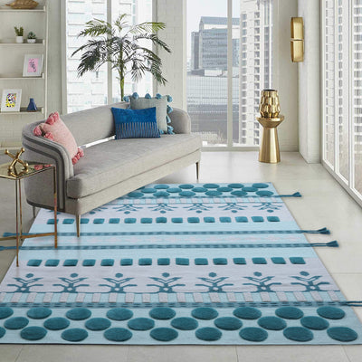 Green and Grey Carpet, Hand-tufted Carpet, Wool Carpet