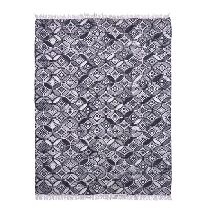 Grey and Black, Flat, Geometric, Rectangle PEQURA Rug