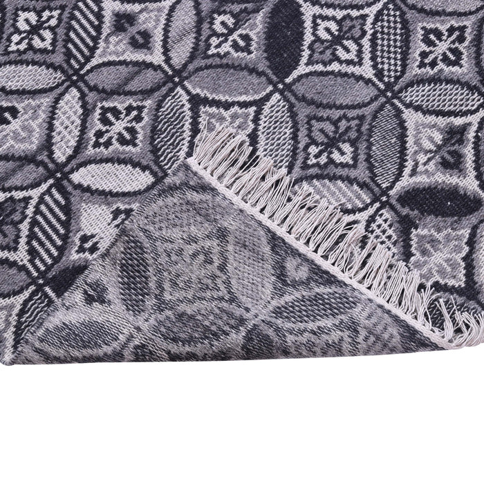 Grey and Black, Flat, Geometric, Rectangle PEQURA Rug