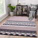 Black, Brown, and White, Geometric Pattern PEQURA Rug
