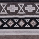 Black, Brown, and White, Geometric Pattern PEQURA Rug