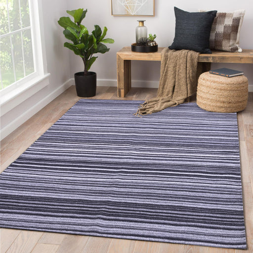Black and Grey, Stripe Pattern, Flat, PEQURA Rug
