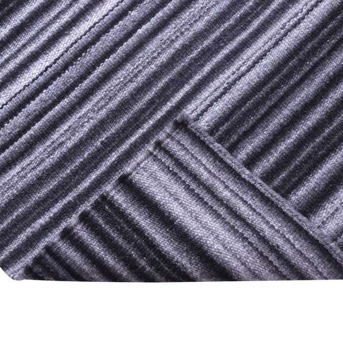 Black and Grey, Stripe Pattern, Flat, PEQURA Rug