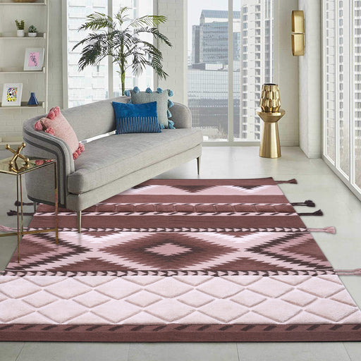 Beige and Brown, Geometric Pattern, PEQURA Rug