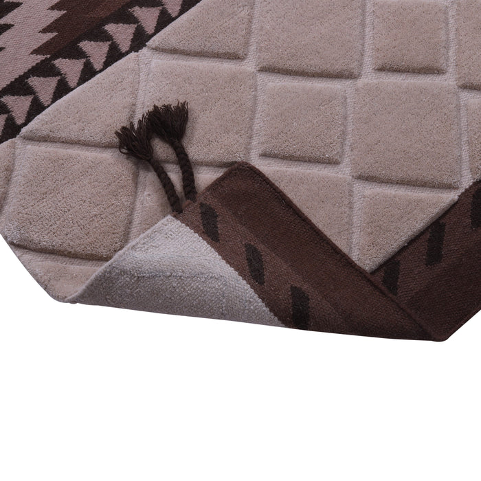 Beige and Brown, Geometric Pattern, PEQURA Rug