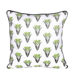 Floral Printed Cotton Green/White Cushion Cover