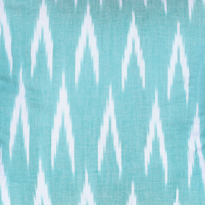Ikat Pattern Aqua & White Cotton Cushion Cover
