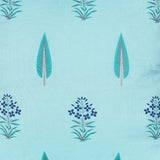 Cotton Aqua Blue Printed Floral Cushion Cover