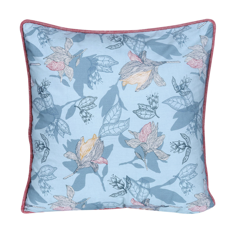 Traditional Aqua Blue Floral Printed Cushion Cover