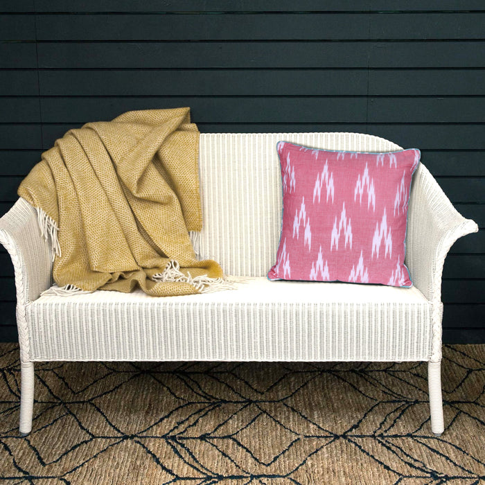 Traditional Ikat Square Pink & White Cushion Cover
