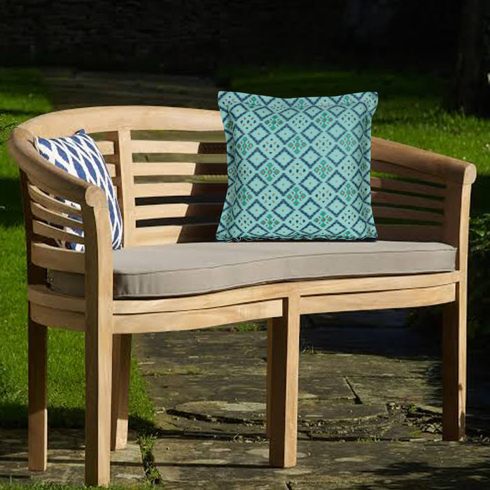 Aqua Blue Printed Patterned Traditional Cushion Cover