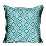 Aqua Blue Printed Patterned Traditional Cushion Cover